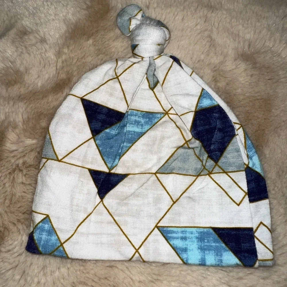 Milk Snob Geometric Blue and Gold Baby Hat